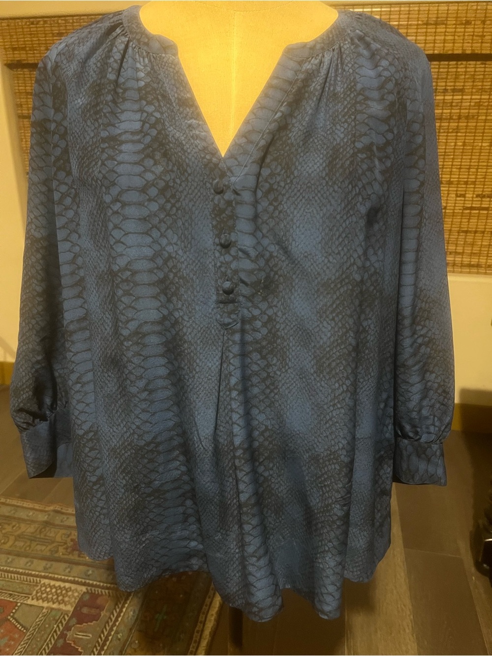 Joie Navy Snake-Print Blouse